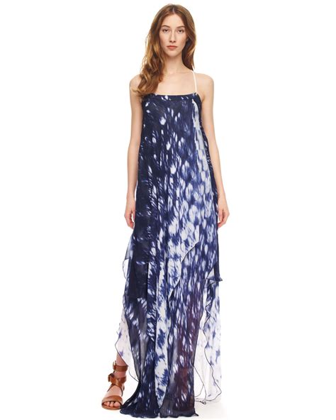 michael kors collection field floral dress blue|michael kors maxi dress.